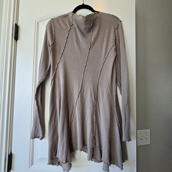 Free People We The Free Raw Lettuce Hem Tunic Dress Taupe – Size Medium - Picture 13 of 13